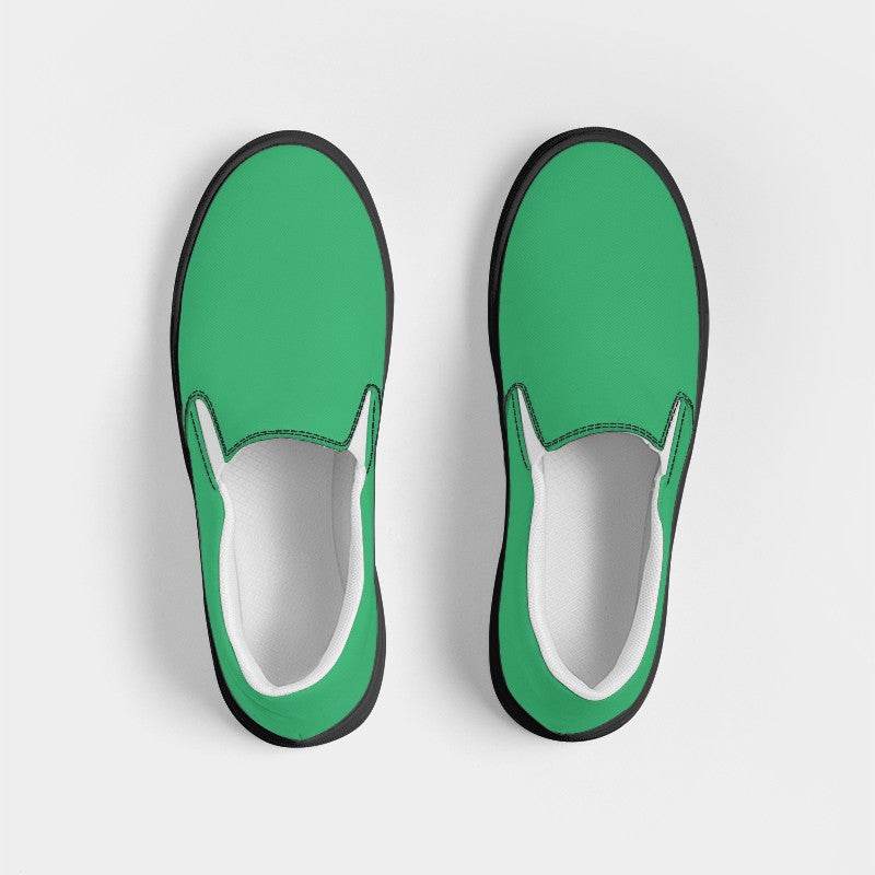Medium Clear Green Men's Slip-On Canvas Sneakers (BGG3-CL-ME) - Top