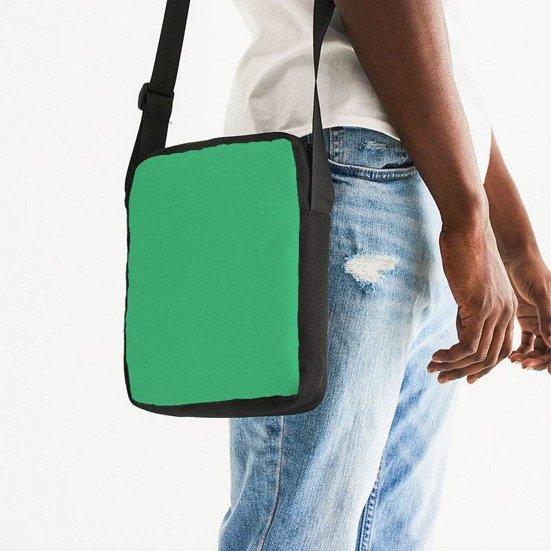 Medium Clear Green Messenger Pouch (BGG3-CL-ME) - Man Side CloseUp