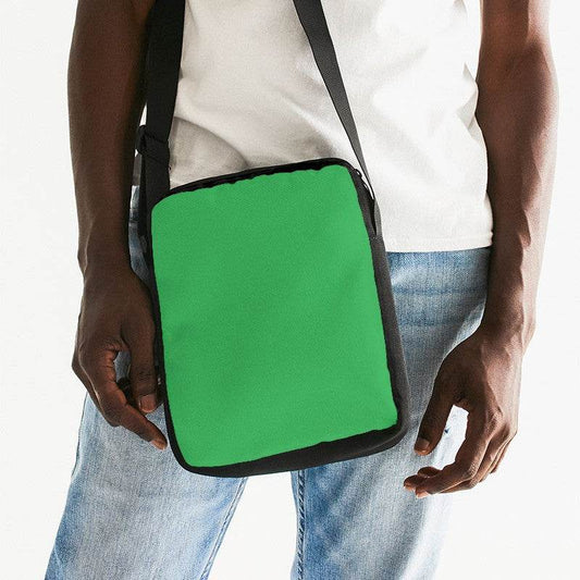 Medium Clear Green Messenger Pouch (G-CL-ME) - Man Front CloseUp