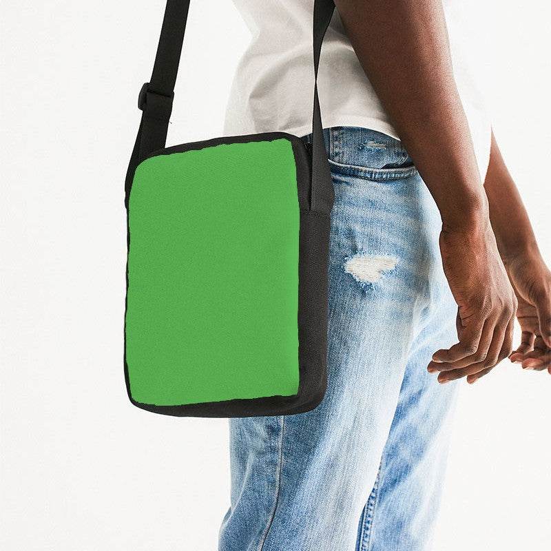 Medium Clear Green Messenger Pouch (GL1-CL-ME) - Man Side CloseUp