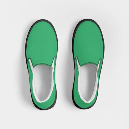 Medium Clear Green Women's Slip-On Canvas Sneakers (BGG3-CL-ME) - Top
