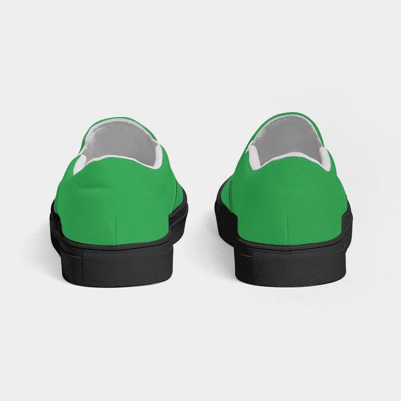 Medium Clear Green Women's Slip-On Canvas Sneakers (G-CL-ME) - Back