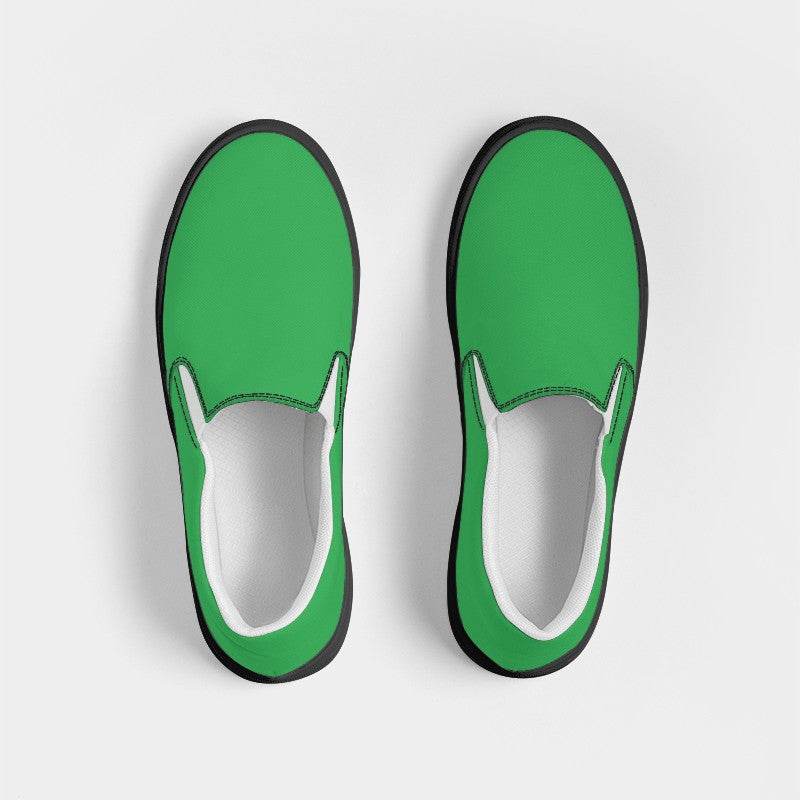 Medium Clear Green Women's Slip-On Canvas Sneakers (G-CL-ME) - Top