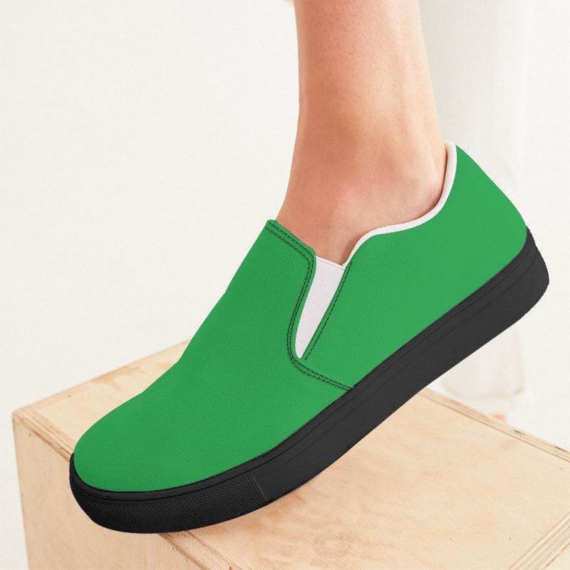 Medium Clear Green Women's Slip-On Canvas Sneakers (G-CL-ME) - Woman CloseUp