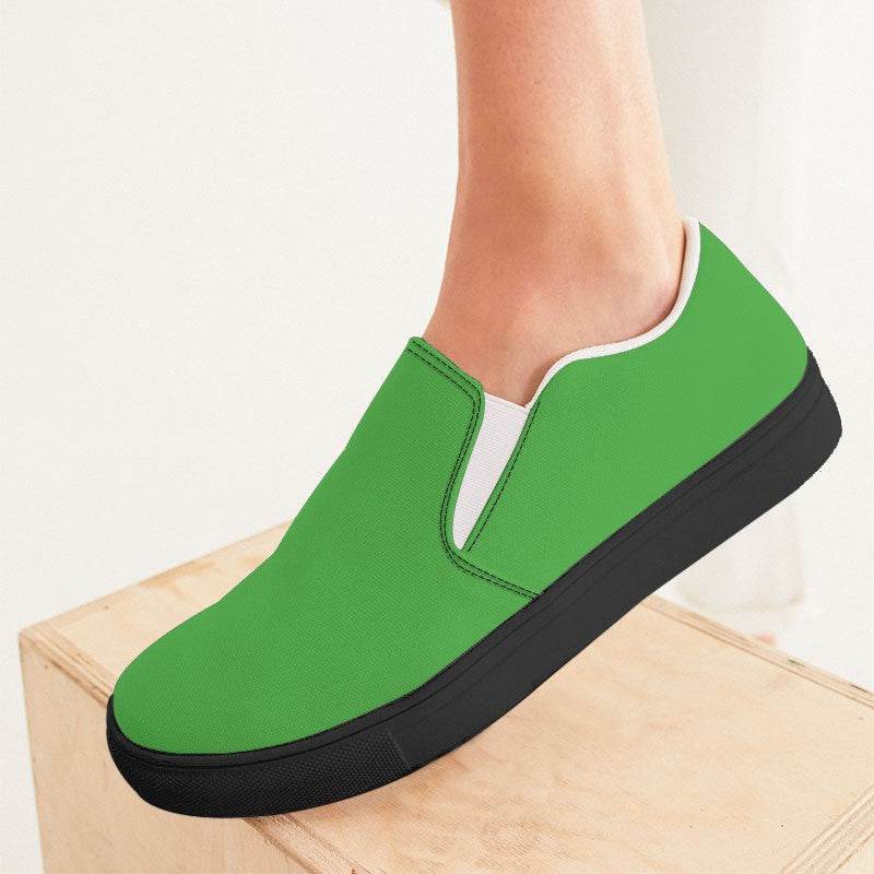 Medium Clear Green Women's Slip-On Canvas Sneakers (GL1-CL-ME) - Woman CloseUp