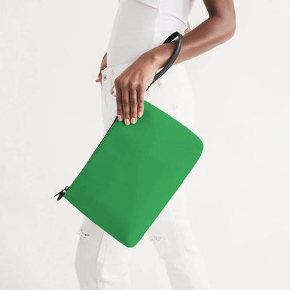 Medium Clear Green Zip Pouch (G-CL-ME) - Side Holding
