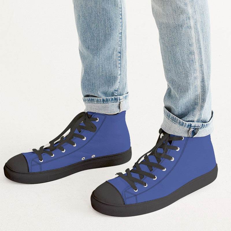 Medium Clear Indigo Men's High-Top Canvas Sneakers (I-CL-ME) - Man CloseUp