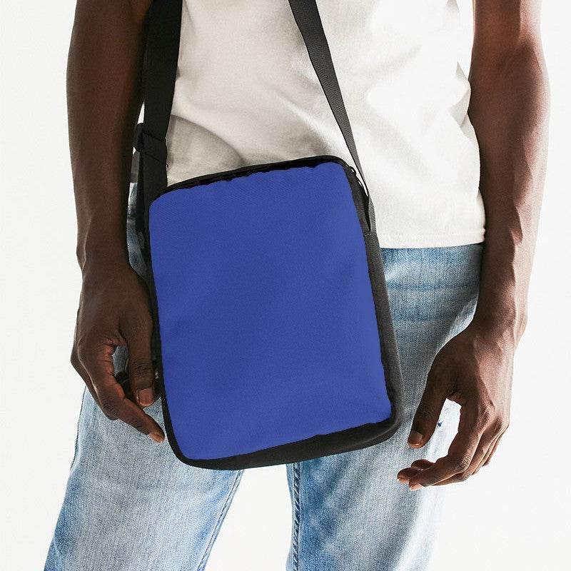 Medium Clear Indigo Messenger Pouch (I-CL-ME) - Man Front CloseUp