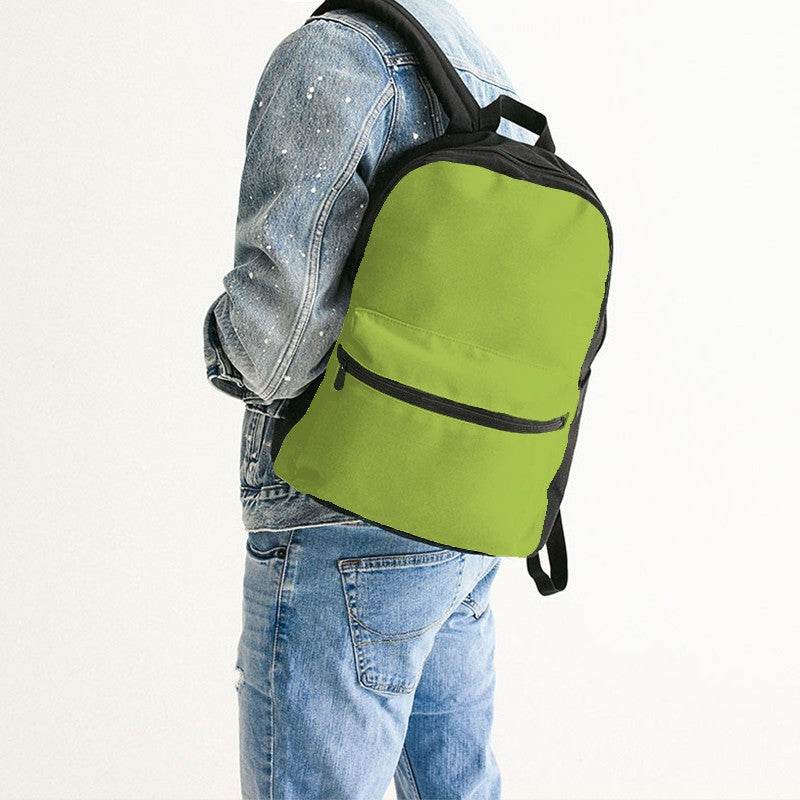 Medium Clear Lime Canvas Backpack (L-CL-ME) - Man Back CloseUp