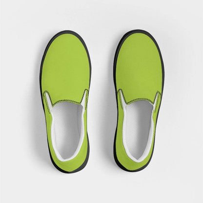 Medium Clear Lime Men's Slip-On Canvas Sneakers (L-CL-ME) - Top