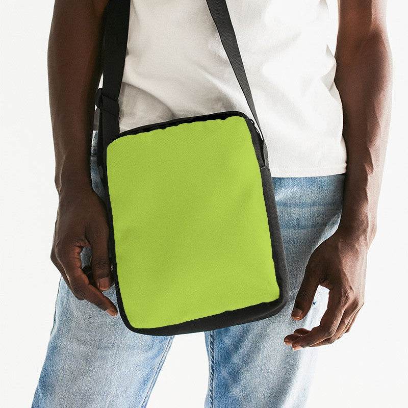 Medium Clear Lime Messenger Pouch (L-CL-ME) - Man Front CloseUp