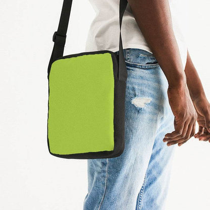 Medium Clear Lime Messenger Pouch (L-CL-ME) - Man Side CloseUp