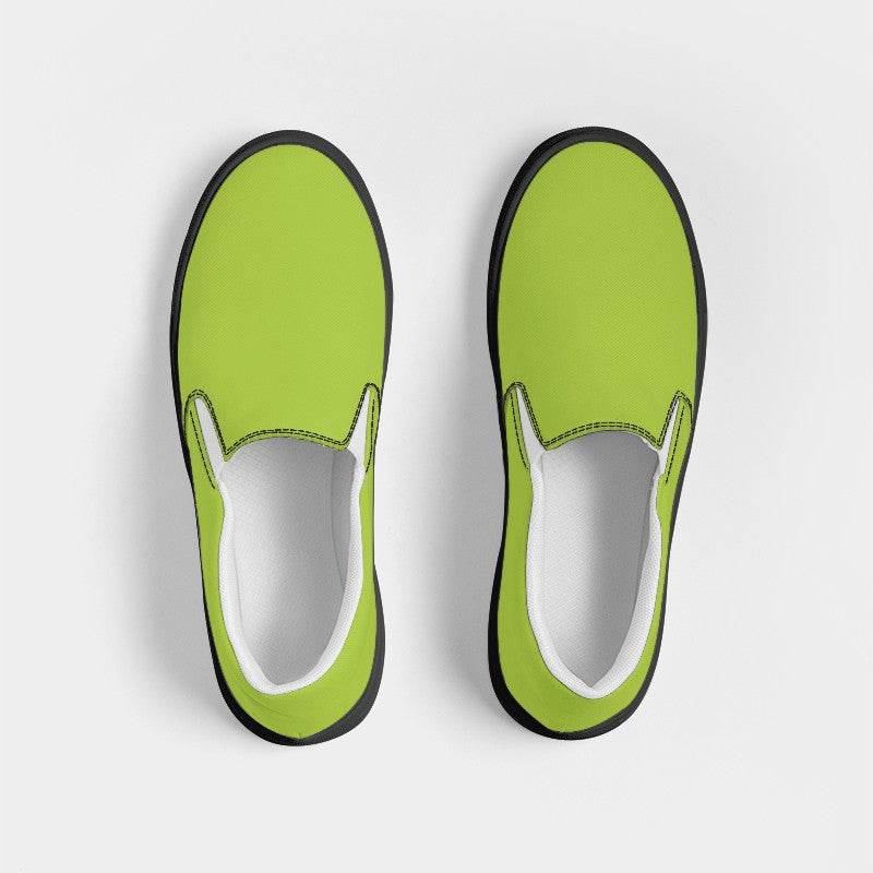 Medium Clear Lime Women's Slip-On Canvas Sneakers (L-CL-ME) - Top