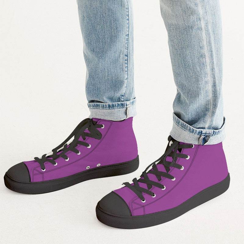 Medium Clear Magenta Men's High-Top Canvas Sneakers (M-CL-ME) - Man CloseUp