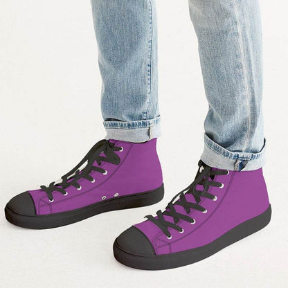Medium Clear Magenta Men's High-Top Canvas Sneakers (M-CL-ME) - Man CloseUp