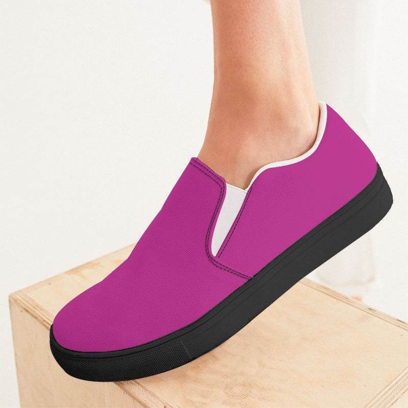 Medium Clear Magenta Women's Slip-On Canvas Sneakers (PIM2-CL-ME) - Woman CloseUp