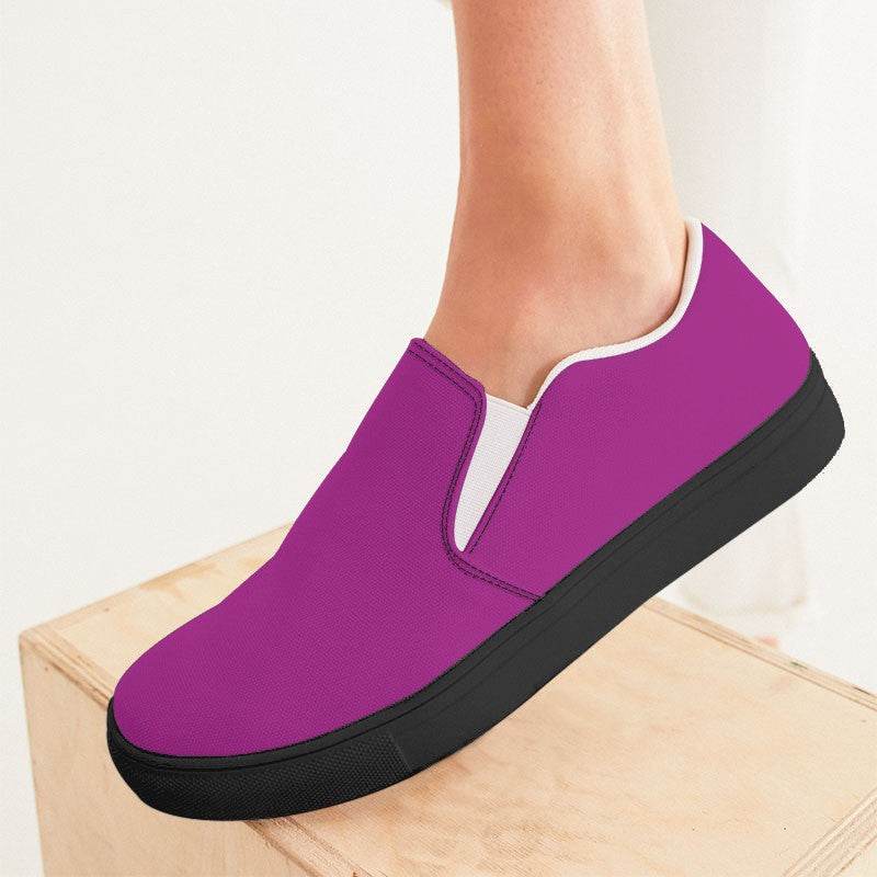 Medium Clear Magenta Women's Slip-On Canvas Sneakers (PIM3-CL-ME) - Woman CloseUp
