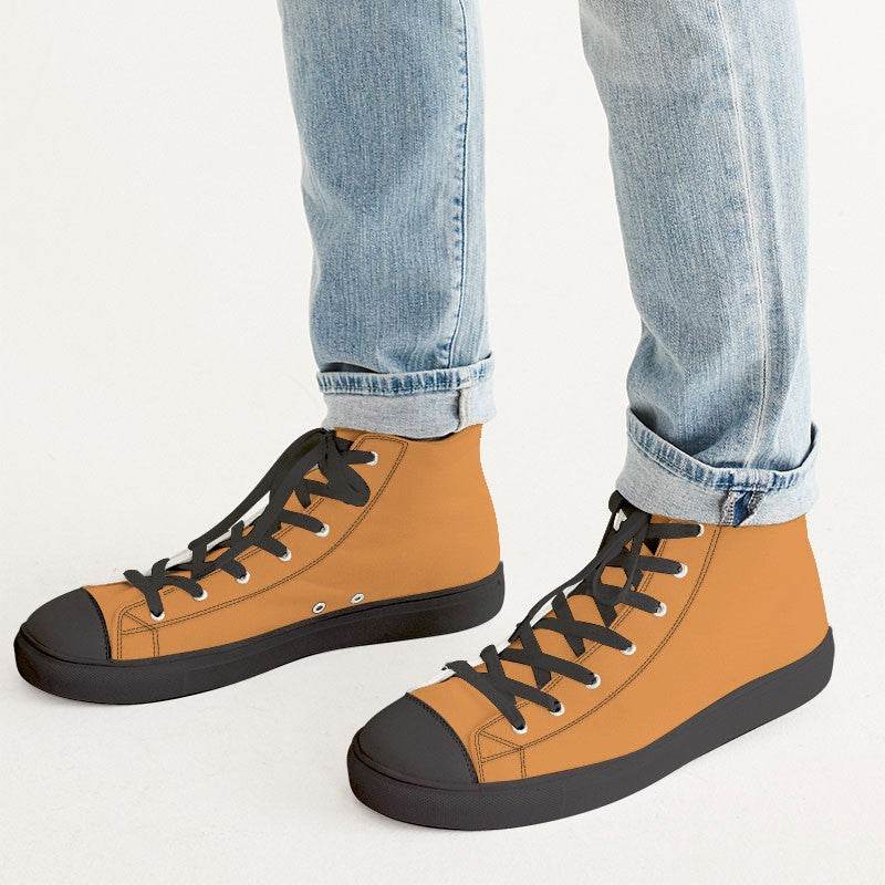 Medium Clear Orange Men's High-Top Canvas Sneakers (O-CL-ME) - Man CloseUp