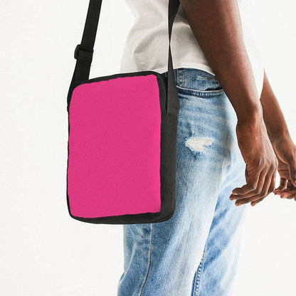 Medium Clear Pink Messenger Pouch (PI-CL-ME) - Man Side CloseUp