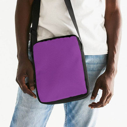 Medium Clear Purple Messenger Pouch (MPU1-CL-ME) - Man Front CloseUp