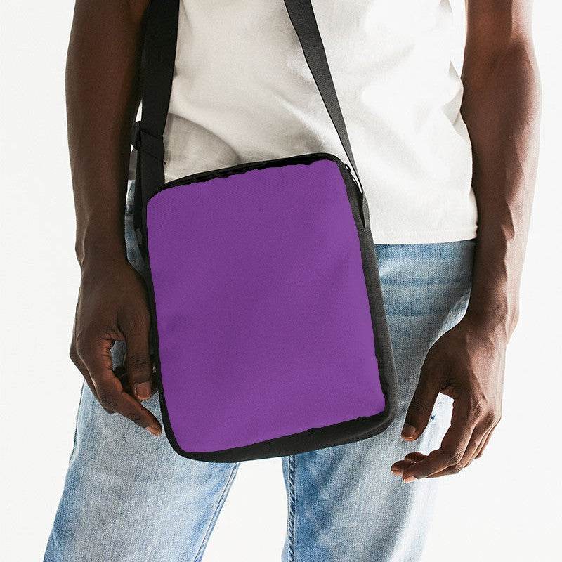 Medium Clear Purple Messenger Pouch (MPU2-CL-ME) - Man Front CloseUp