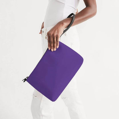 Medium Clear Purple Zip Pouch (PU-CL-ME) - Side Holding