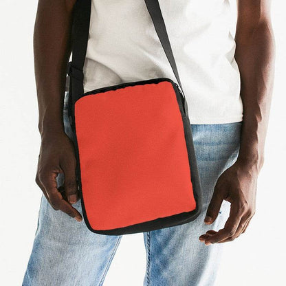 Medium Clear Red Messenger Pouch (R-CL-ME) - Man Front CloseUp