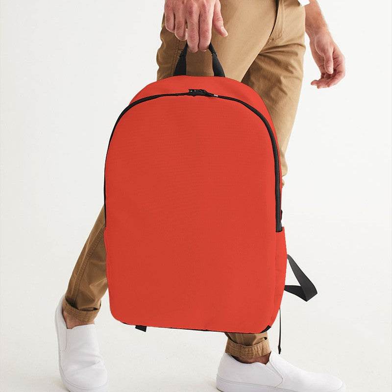 Medium Clear Red Waterproof Backpack (R-CL-ME) - Man Holding CloseUp