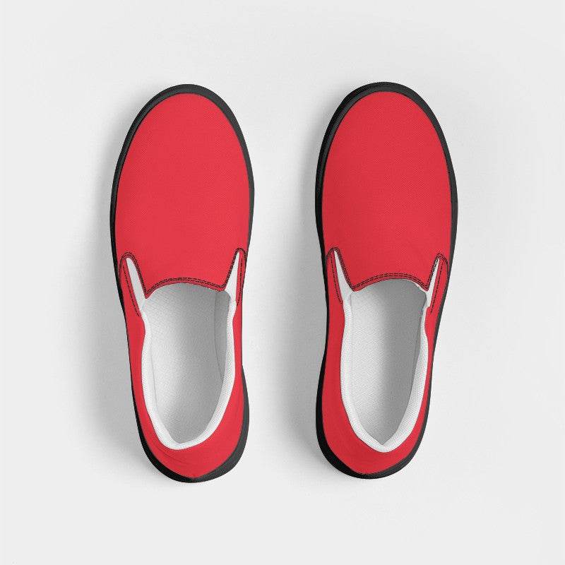 Medium Clear Red Women's Slip-On Canvas Sneakers (RPI1-CL-ME) - Top