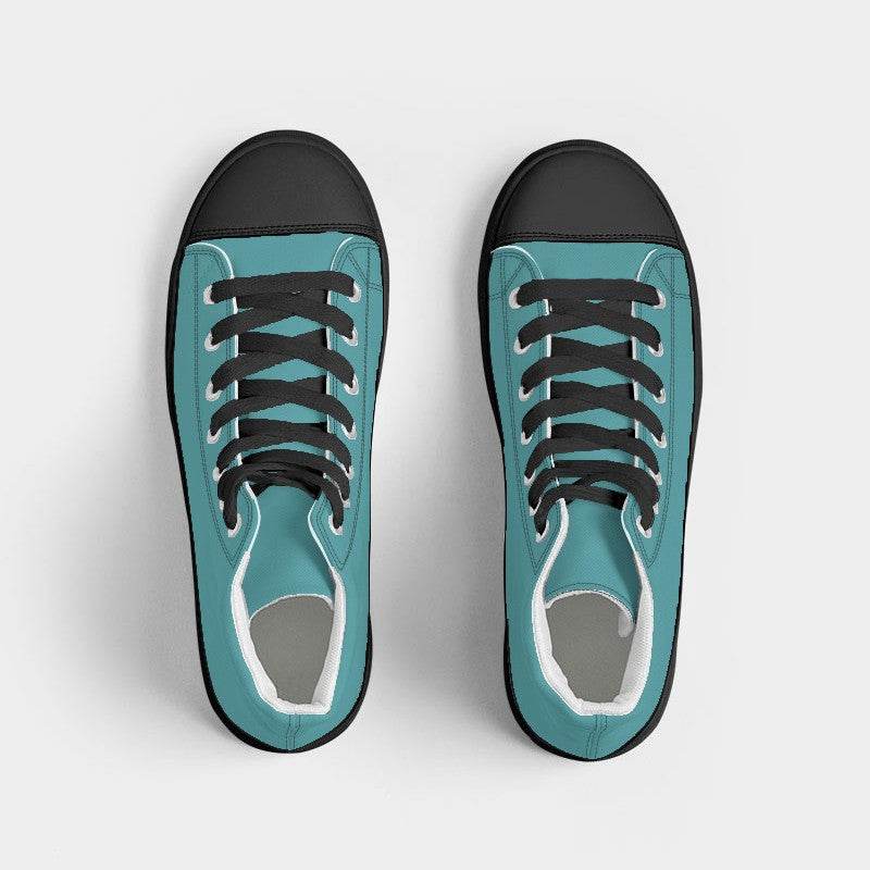 Medium Cyan Men's High-Top Canvas Sneakers (CBG1-ME-ME) - Top