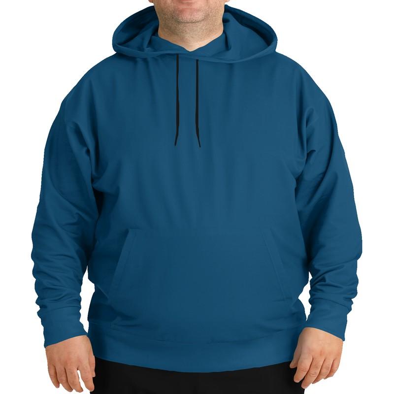 Medium Dark Midtone Blue Hoodie (C80M40Y0K60) - Man Front PLUS