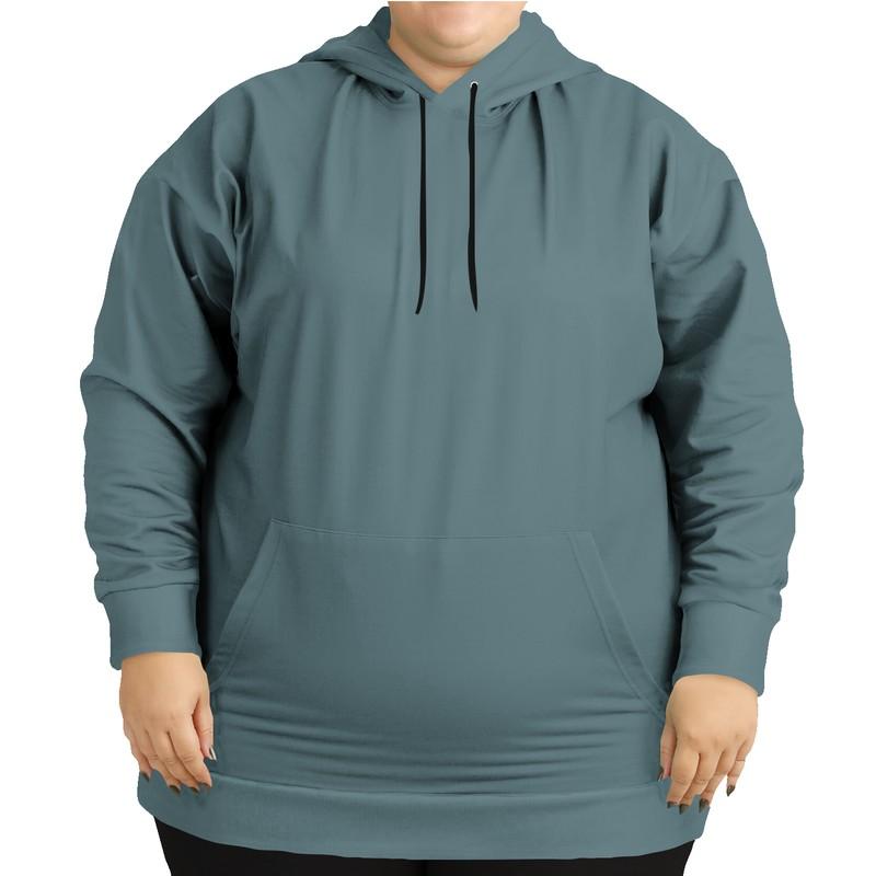 Medium Dark Shaded Cyan Gray Hoodie (C30M0Y8K60) - Woman Front PLUS