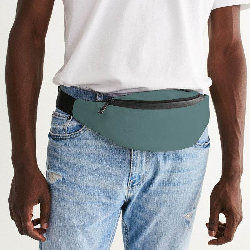 Medium Fully-Muted Blue-Green Belt Bag (CBG2-FM-ME) - Man Front CloseUp