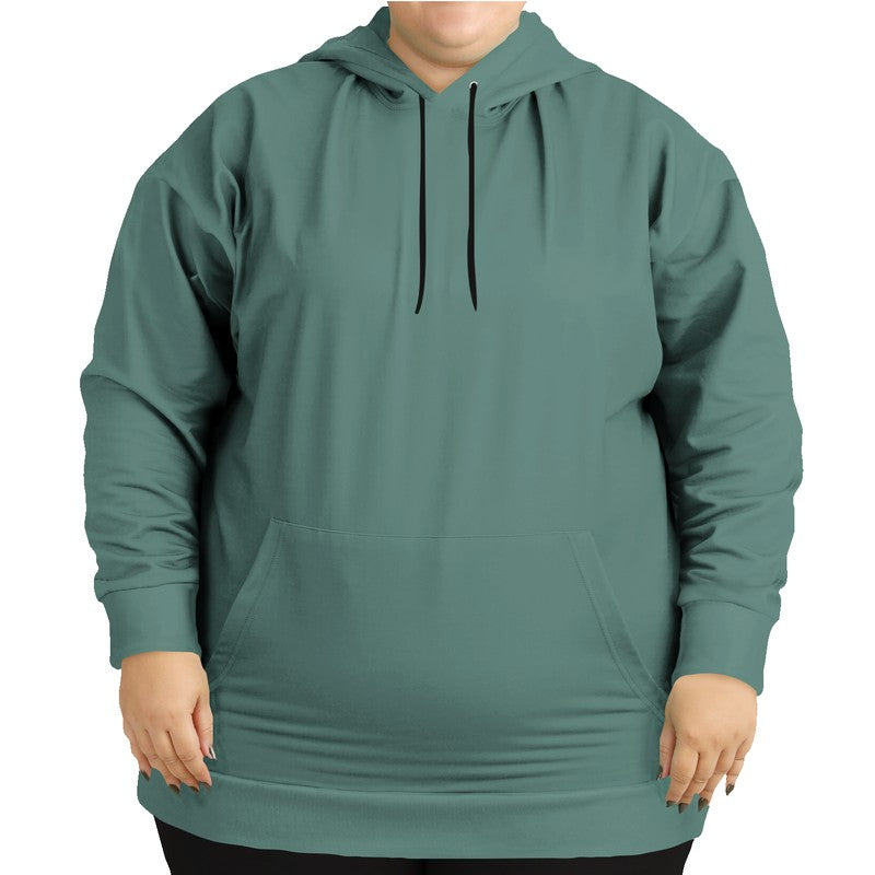 Medium Fully-Muted Blue-Green Hoodie PLUS (BG-FM-ME) - Woman Front PLUS