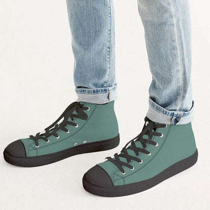 Medium Fully-Muted Blue-Green Men's High-Top Canvas Sneakers (BG-FM-ME) - Man CloseUp
