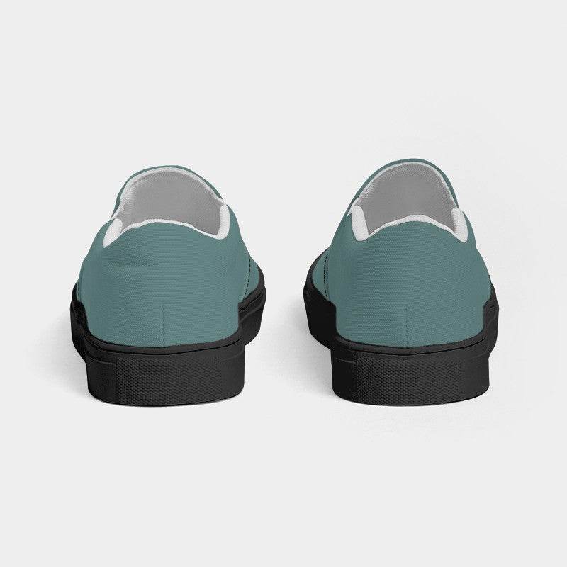 Medium Fully-Muted Blue-Green Women's Slip-On Canvas Sneakers (CBG2-FM-ME) - Back
