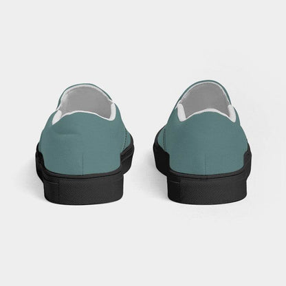 Medium Fully-Muted Blue-Green Women's Slip-On Canvas Sneakers (CBG2-FM-ME) - Back
