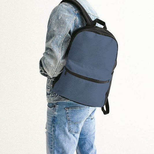 Medium Fully-Muted Blue Canvas Backpack (IB2-FM-ME) - Man Back CloseUp