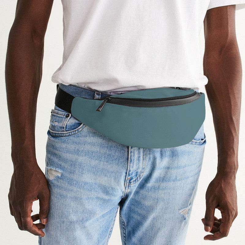 Medium Fully-Muted Cyan Belt Bag (C-FM-ME) - Man Front CloseUp
