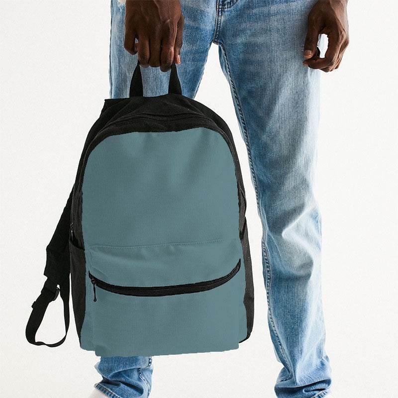 Medium Fully-Muted Cyan Canvas Backpack (C-FM-ME) - Man Holding