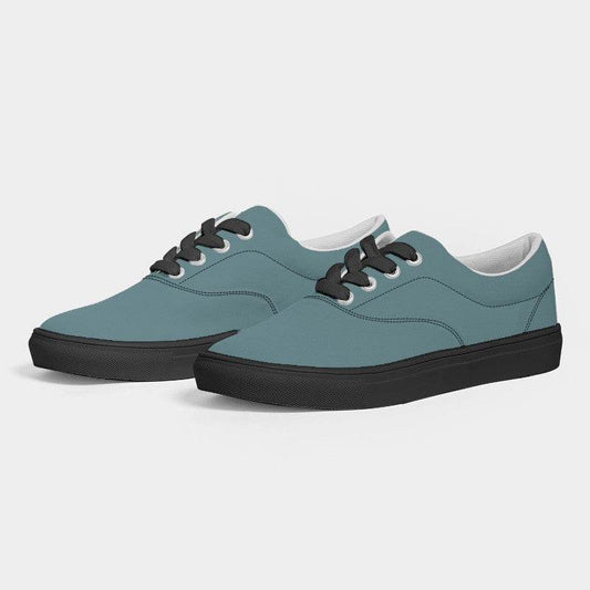 Medium Fully-Muted Cyan Men's Canvas Sneakers (C-FM-ME) - Side 3