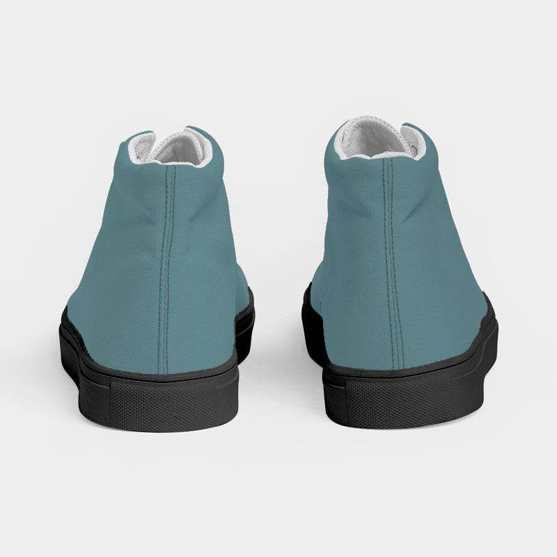 Medium Fully-Muted Cyan Women's High-Top Canvas Sneakers (C-FM-ME) - Back
