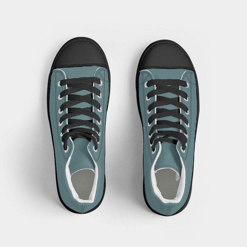 Medium Fully-Muted Cyan Women's High-Top Canvas Sneakers (C-FM-ME) - Top