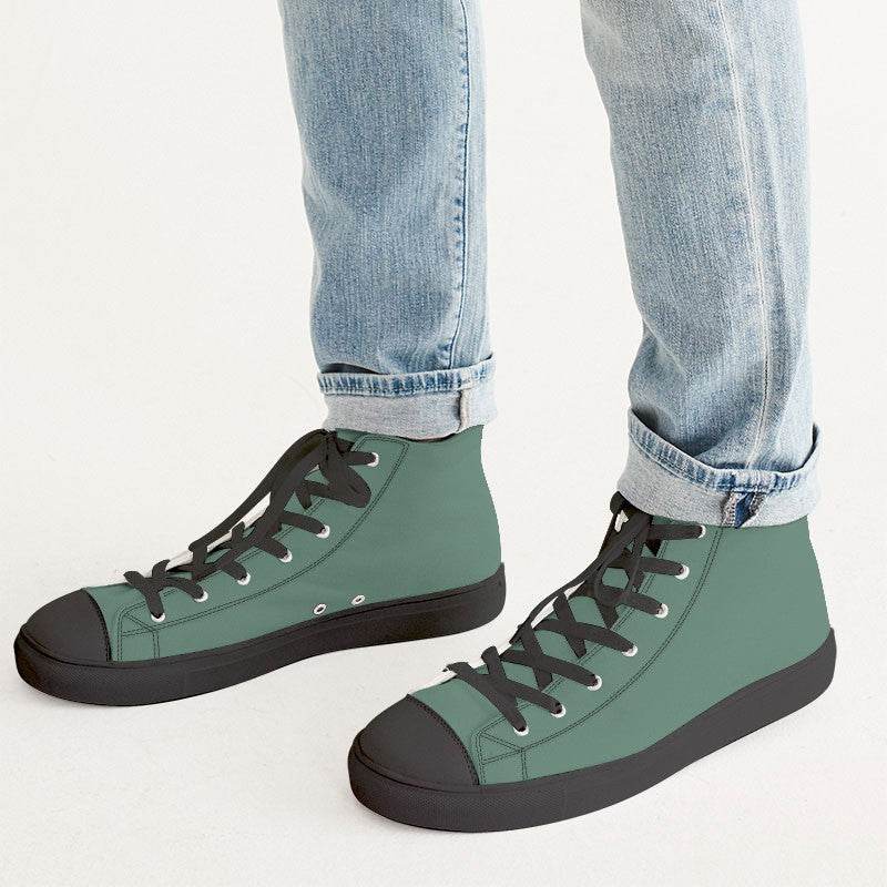 Medium Fully-Muted Green Men's High-Top Canvas Sneakers (BGG2-FM-ME) - Man CloseUp