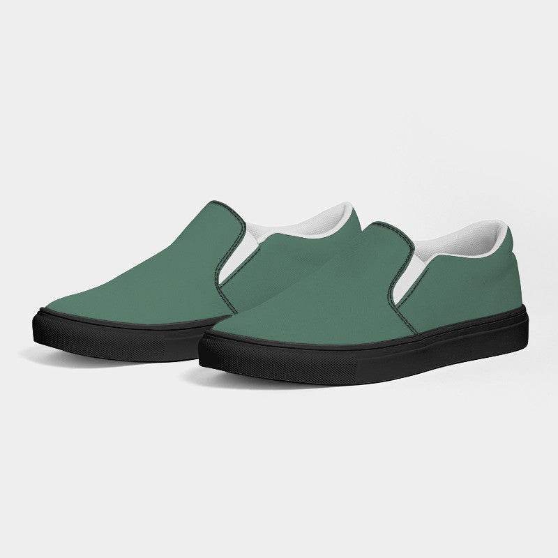 Medium Fully-Muted Green Men's Slip-On Canvas Sneakers (BGG2-FM-ME) - Side 3