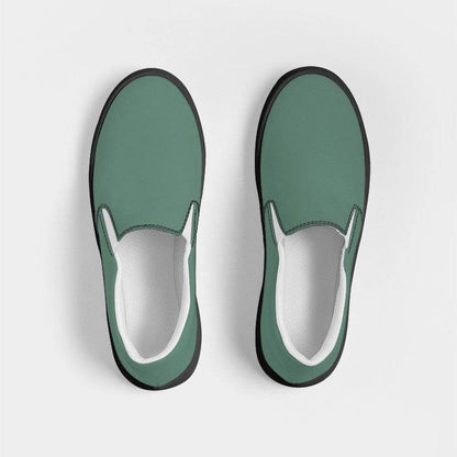 Medium Fully-Muted Green Men's Slip-On Canvas Sneakers (BGG2-FM-ME) - Top