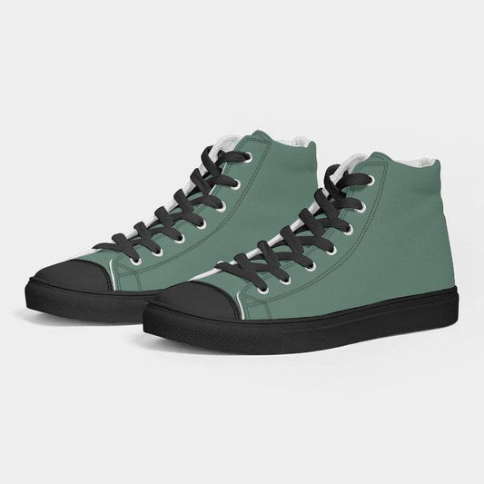 Medium Fully-Muted Green Women's High-Top Canvas Sneakers (BGG2-FM-ME) - Side 3
