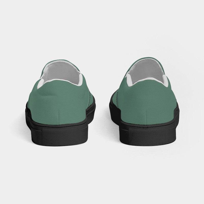 Medium Fully-Muted Green Women's Slip-On Canvas Sneakers (BGG2-FM-ME) - Back