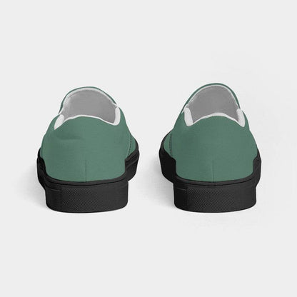 Medium Fully-Muted Green Women's Slip-On Canvas Sneakers (BGG2-FM-ME) - Back