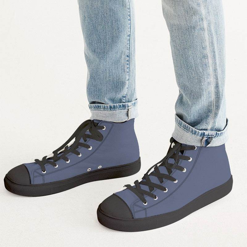 Medium Fully-Muted Indigo Men's High-Top Canvas Sneakers (I-FM-ME) - Man CloseUp